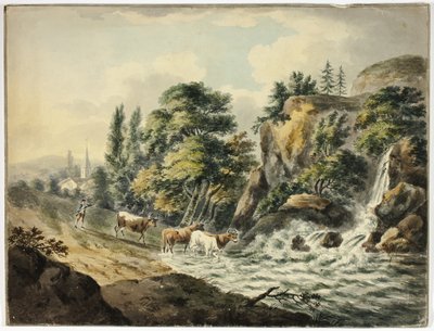 Troupeau de vaches conduit à la rivière - Unknown artist