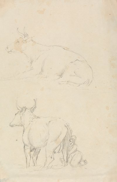 Vaches et laitière - Unknown artist