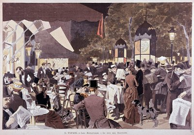 Foule, sur les boulevards la nuit des élections - dans « Paris illustré » - Unknown artist