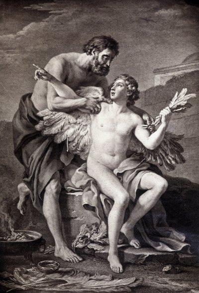 Dédale et Icare. Gravure du 19e siècle. - Unknown artist