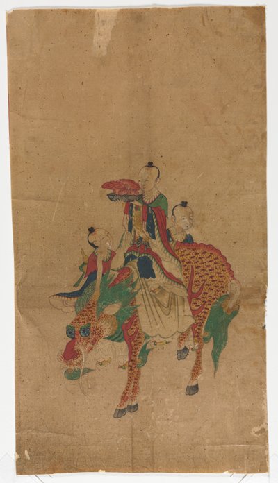 Immortel taoïste sur un qilin et deux assistants - Unknown artist