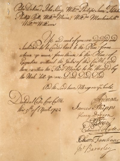 Mandat de mort pour pirates condamnés - Unknown artist