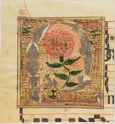 Initiale "P" décorée de roses provenant d