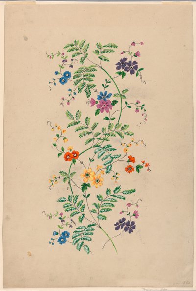 Dessin pour un rinceau vertical pour un tissu tissé - Unknown artist
