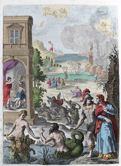 Différentes métamorphoses, au premier plan Scylla et le dieu marin Glaucos amoureux d