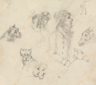 Chiens, gens et chevaux - Unknown artist