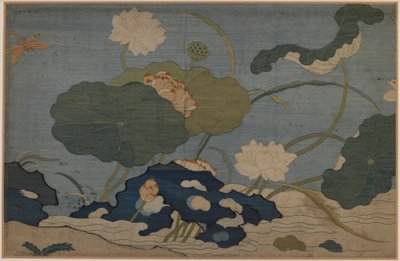 Libellule et plantes de lotus - Unknown artist
