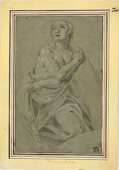 Femme nue drapée et agenouillée - Unknown artist