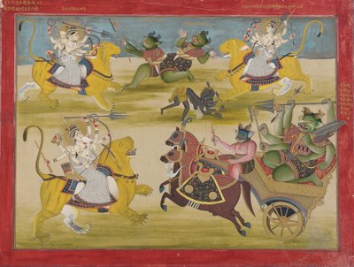 Durga combattant les rakshashas Shunga et Nishunga, du Devi Mahatmya - Unknown artist
