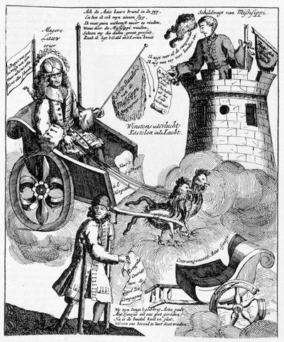 Estampe satirique néerlandaise contre John Law (1671-1729), sur l