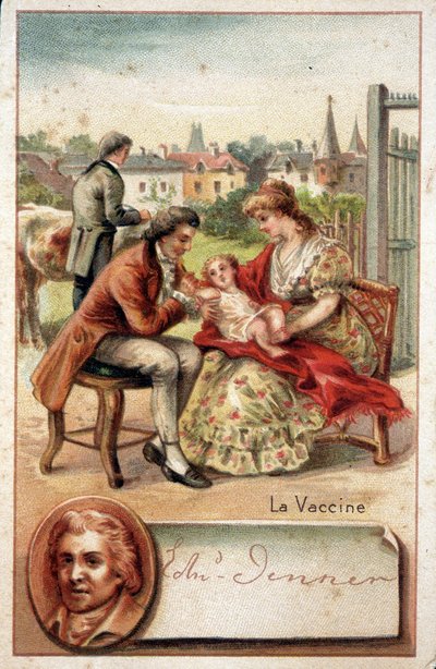 Edward Jenner (1749-1823), médecin anglais, inocule un enfant avec le virus de la variole en 1796 - Unknown artist