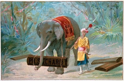 Éléphant et Cornac, publicité "Suchard", v. 1895 - Unknown artist