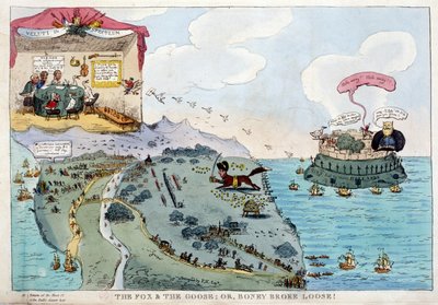 Caricature anglaise de Napoléon Bonaparte - dans Napoléon Ier, caricatures, collection factice. 1814 - 1815. B.H.V.P. - Unknown artist