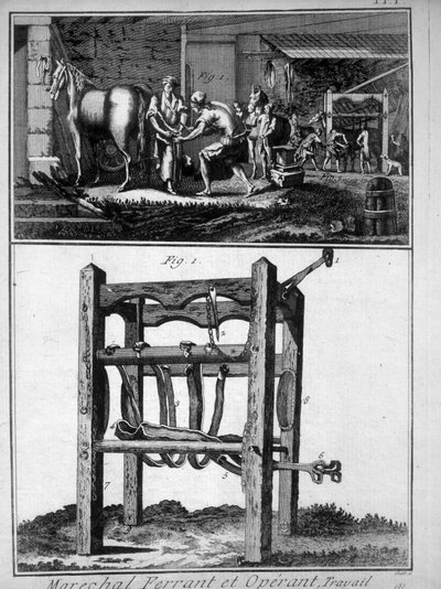 Gravure représentant le maréchal-ferrant du 18ème siècle. - Unknown artist
