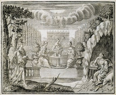 Gravure représentant des femmes travaillant sur un métier à tisser. Début du XVIIIe siècle. - Unknown artist