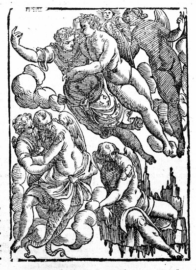 Éole (en bas à droite) et les vents. « Mythologiae sive explicationes fabularum » de Natalis Comitis. Padoue 1677. - Unknown artist