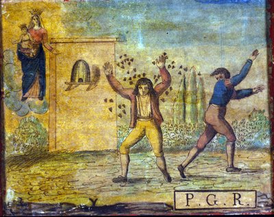 Ex-voto du début du 19ème siècle représentant une personne attaquée par des abeilles - Unknown artist