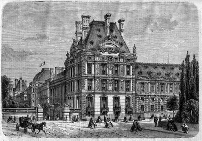 Vue extérieure du Pavillon de Flore, au Palais des Tuileries, et de la Galerie du bord de l