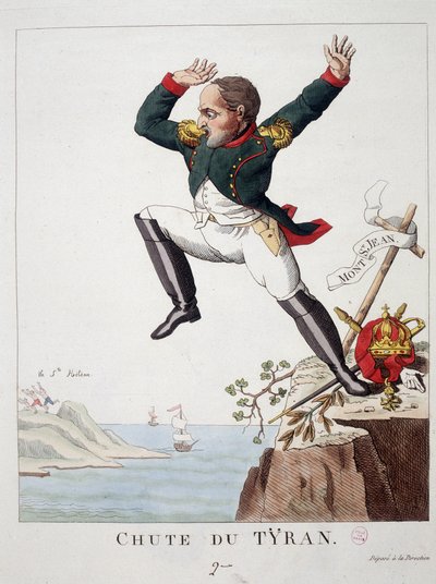 Chute du tyran : Napoléon sautant du Mont Saint-Jean (La Bataille de Waterloo) à l