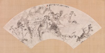 Éventail - Paysage avec cheval et pont - Unknown artist