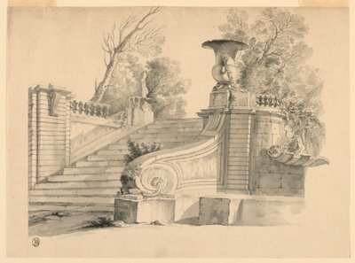 Fantaisie. Un escalier dans un parc, en ruines. - Unknown artist
