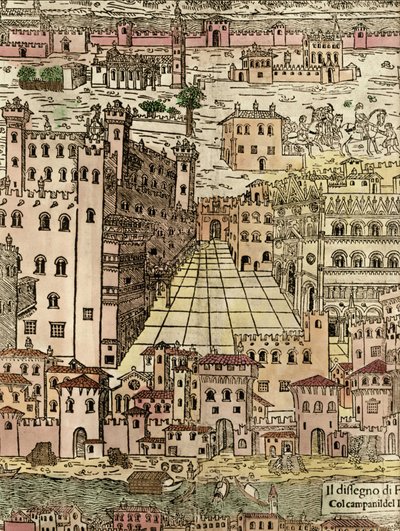 Ferrare : vue de la ville (détail d
