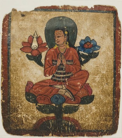 Figure assise sur un lotus, tirée d