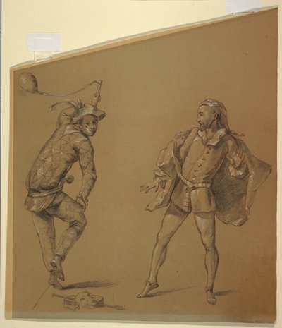 Études de figures pour une conception de couverture de clavecin - Unknown artist