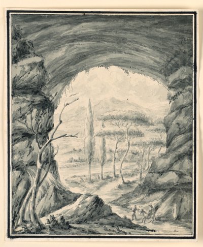 Figures sur un passage rocheux - Unknown artist