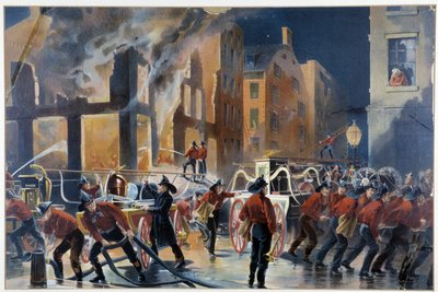 Incendie et pompiers à New York - Unknown artist