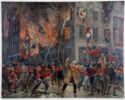 Incendie et pompiers à New York - Unknown artist