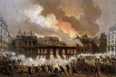 Incendie du Palais Royal le 24 mai 1871 - lithographie, fin du XIXe siècle - Unknown artist