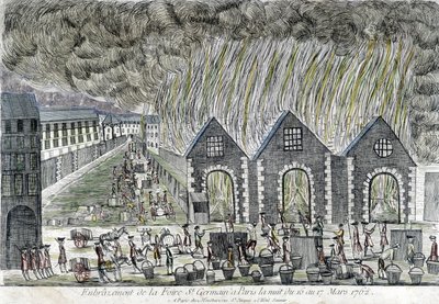 Incendie de la foire Saint Germain à Paris en 1762. - Unknown artist