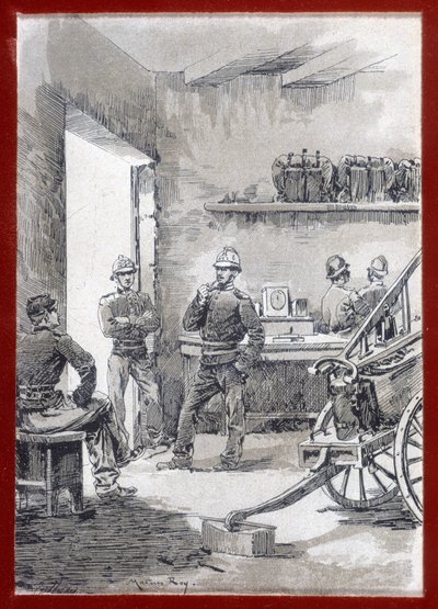 Pompiers dans une caserne : poste de ville - n.d. - Unknown artist