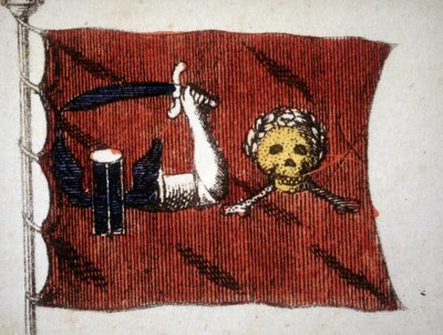 Drapeau des pirates barbares, gravure de la fin du 18ème siècle - Unknown artist