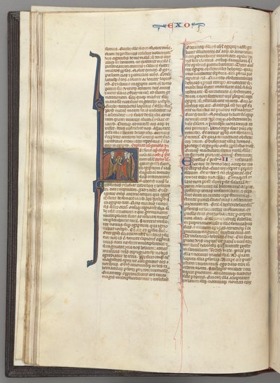 Fol. 20v, Exode, initiale historiée H, Moïse et deux disciples avec les tables de la loi - Unknown artist