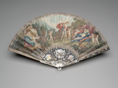 Éventail pliant avec "Adonis conduit par Cupidon à Vénus," d