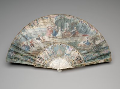 Éventail pliant avec une scène pastorale, vers 1740-50 - Unknown artist