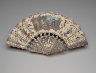 Éventail pliant avec une scène de visite à la nourrice, c.1780 - Unknown artist