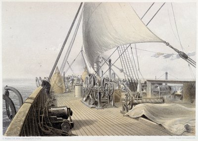 Pont avant dégagé pour la tentative finale de grappling, 11 août 1858 - dans "The Atlantic telegraph" par W. H. Russel, ca. 1860 - Unknown artist
