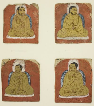 Quatre portraits miniatures inscrits de quatre Lamas - Unknown artist