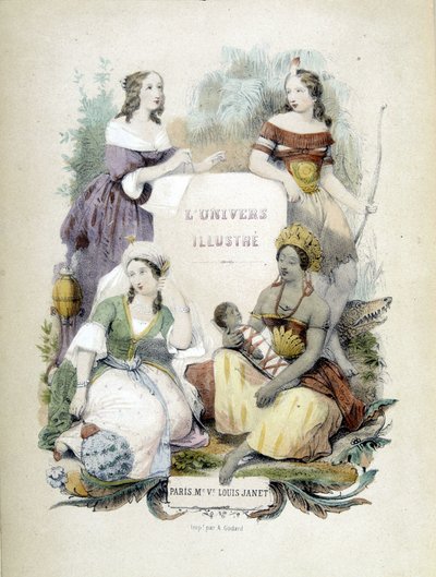 Quatre femmes représentant les quatre coins du monde - frontispice de « L