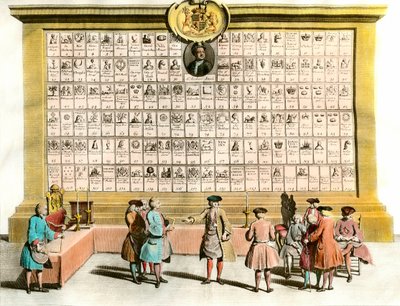 Franc-maçonnerie : réunion de francs-maçons anglais avec symboles des principales loges maçonniques. Planche du 18ème siècle. Paris. Arts Décoratifs - Unknown artist