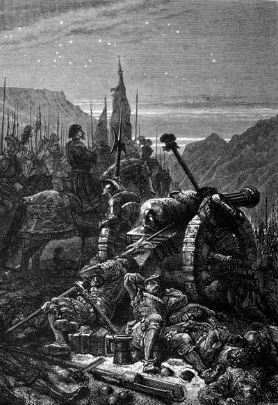 François Ier (1494 - 1547) est resté en selle la veille de la bataille de Marignan, septembre 1515. Gravure du 19ème siècle. - Unknown artist