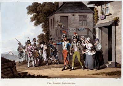 Conscrits français, vers 1814 - dans "Anecdotes historiques, militaires et navales et incidents survenus aux armes de la Grande-Bretagne et de leurs alliés, se terminant à Waterloo" par Edward Orme - Unknown artist