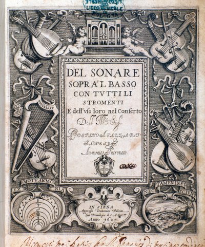 Frontispice de del sonare sopra il basso par Agostino Agazzari - Unknown artist