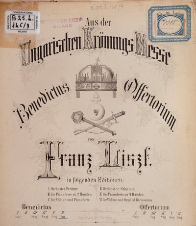 Frontispice de la partition Messe de couronnement hongroise par Liszt (19ème siècle) - Unknown artist
