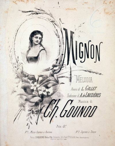 Frontispice de Mignon, mélodie de Charles Gounod (XIXe siècle) - Unknown artist