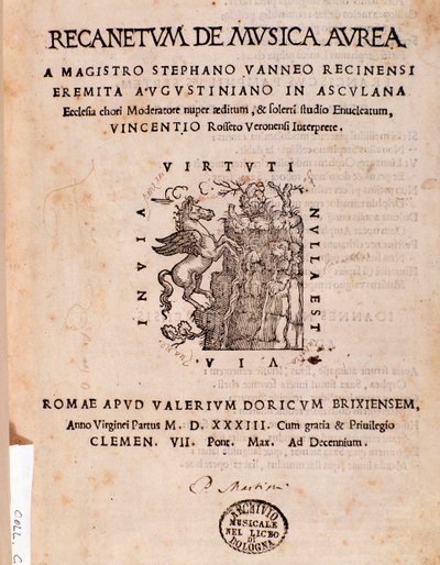 Frontispice de Recanetum de musica aurea par Stephanus Aureus - Unknown artist