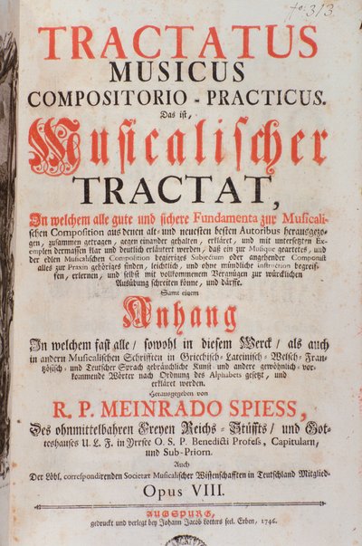 Frontispice de Tractatus musicus par Meinrad Spiess - Unknown artist